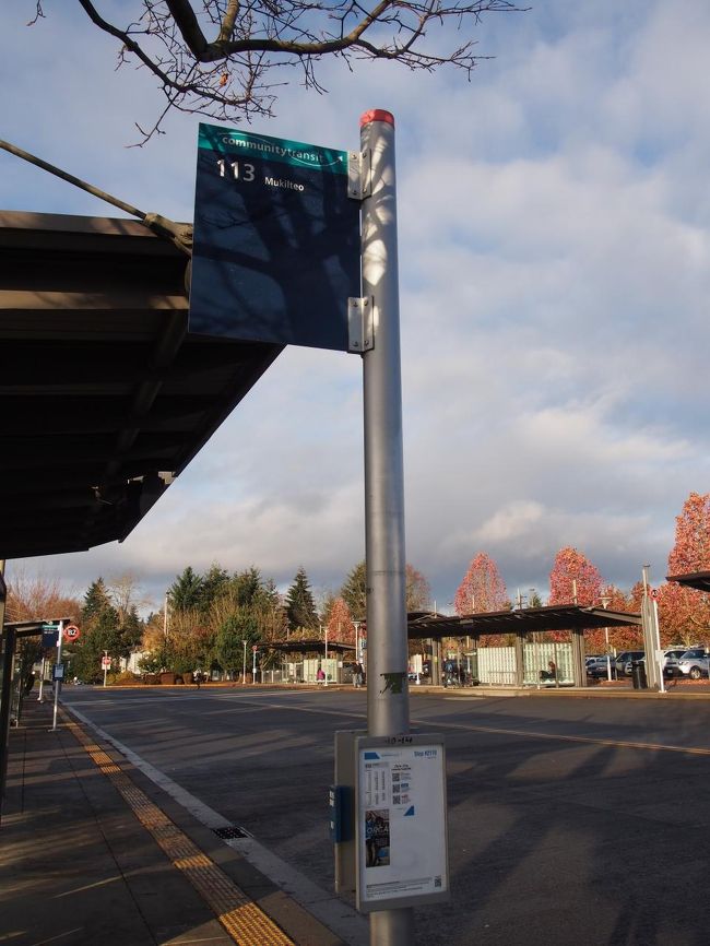 ここで113番に乗ります。<br />帰りの分の小銭が心配になってきたので、10分くらいの乗り換え時間で慌ててバス事務所のようなところに行って崩してもらいました。<br />カナダもアメリカもおつりくれないのが色々面倒ですね。