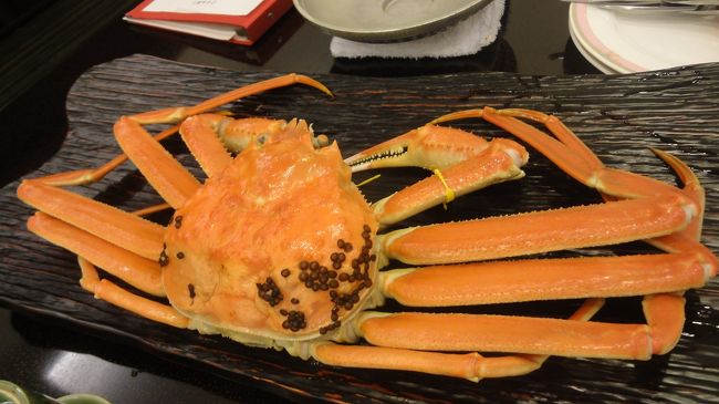 いよいよ真打登場です。<br />茹で『献上蟹』で〜す！<br />あまり大きさが伝わらないと思いますが、初日に食べた加能蟹の倍以上はあります！