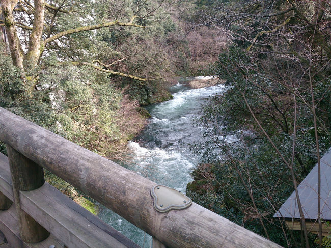 早めにチェックインを済まし、渓流沿いの遊歩道に出かけた。<br /><br />桜の時期はそれはきれいだろう。花がある時期がやっぱりいいなあと主人が言った。<br />この時期だからこそ人も少なくゆっくりできる。<br />そう、考えようっと。