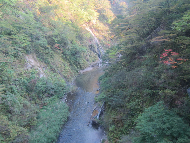 間もなく鳴子温泉。その手前鳴子峡の橋梁を通過します。