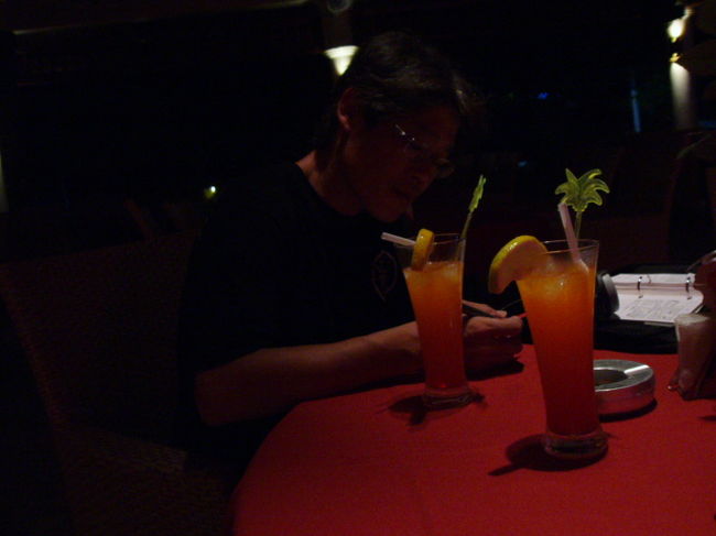 夜はもちろんバー化したレストランで乾杯〜。<br /><br />何故か毎晩同じドイツ人夫婦と話していたような、、、。