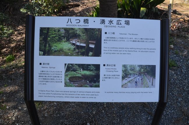八つ橋・湧水広場の案内板