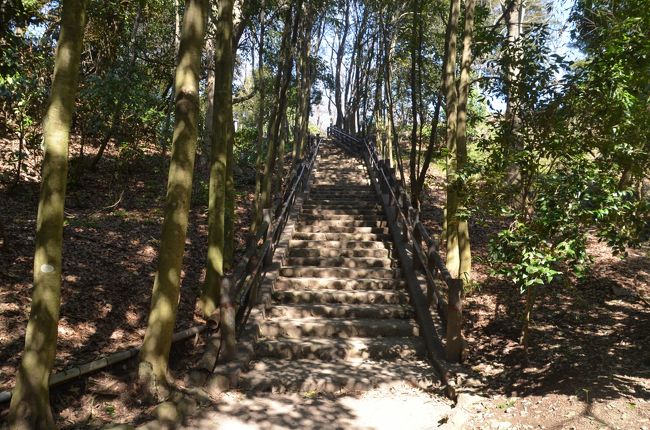 下から見上げた階段です。<br />ここも階段を下ります。