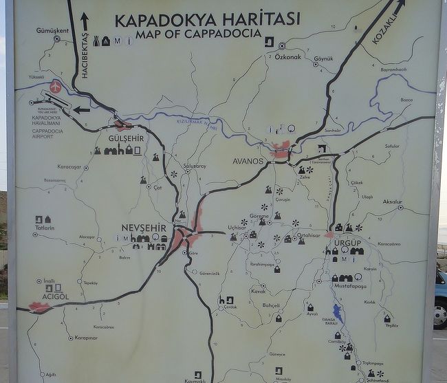 カッパドキアの地図。