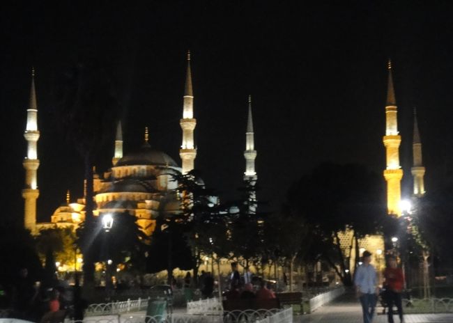 ブルーモスク。この辺り一帯は公園のようになっているのだが、その街灯の光などの為にしっくりくる写真があまり撮れなかった。