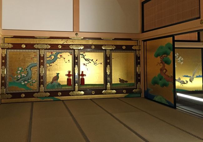 名古屋城本丸御殿、書院上段之間の襖絵。<br />キラキラ度がどえりゃ〜スゴイ!!<br /><br />短い時間でしたが名古屋の楽しいところ･･･。<br />あっちこっち観光することができました。<br />