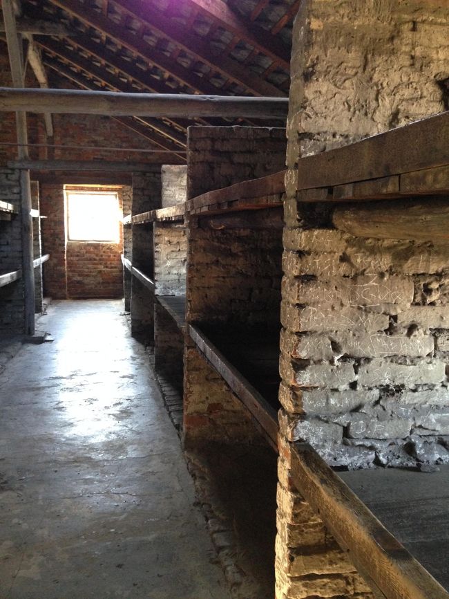 ベッド。<br />最初はこのようにレンガで作られていましたが、収容者が増えるにしたがってより簡素なものになっていきます。<br /><br />一段に何人もの人が身を寄せ合って眠っていました。