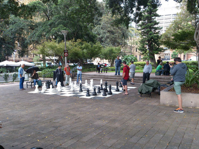 ハイド・パーク内ではチェスの真っ最中。<br />右側の赤い服のお兄ちゃんが負けましたが、ゲーム終了すると対戦者同士は握手をして直ぐに分かれます。別の人が駒を並べ直し始めていましたから、世話役みたいな人なのですかね。