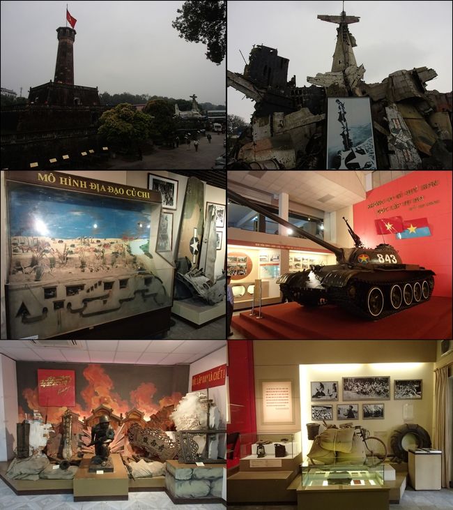 外には戦闘機や戦車が展示されています。おもちゃのようで、よくまぁこんなもんで戦ったものだと。そういえば、ISISと戦う国の中には資金がなく廃材で戦車を作っているなんていうニュースを見たことがあります。負の遺産が観光資源として生まれ変わり、二度と使われないことを祈るばかりです。館内にもいろいろな展示があります。左下の兵隊さんは日本で言うところの「特攻隊」だと、HISご一行様のガイドの方がのたまっていました。<br /><br />