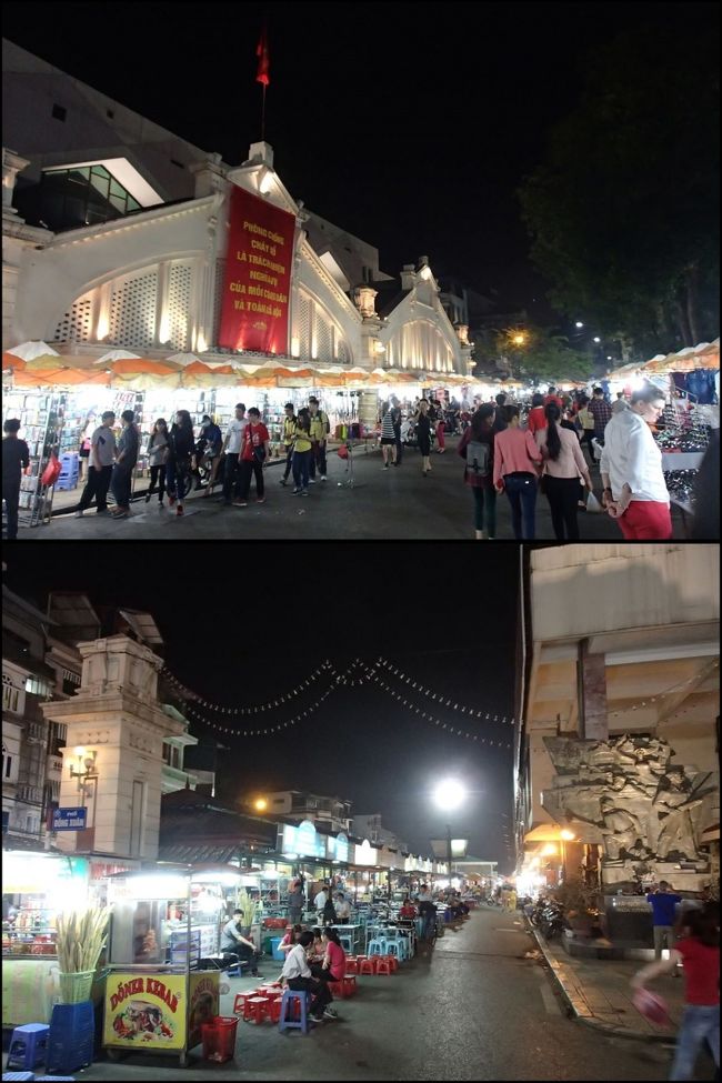 ついでにドンスアン市場まで歩いてみました。ここはナイトマーケットも開催しているということだったので…。食べ物屋の屋台が軒を連ねているので、ゆっくり見たいな〜〜なんて思っていたら、ものすごい客引きです。もう次から次へと。足早に通り過ぎて、いったい何があったのかもよくわかりません。<br />