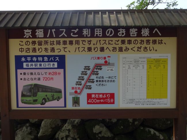 「帰り道」の「バス乗り場」の「案内板」。