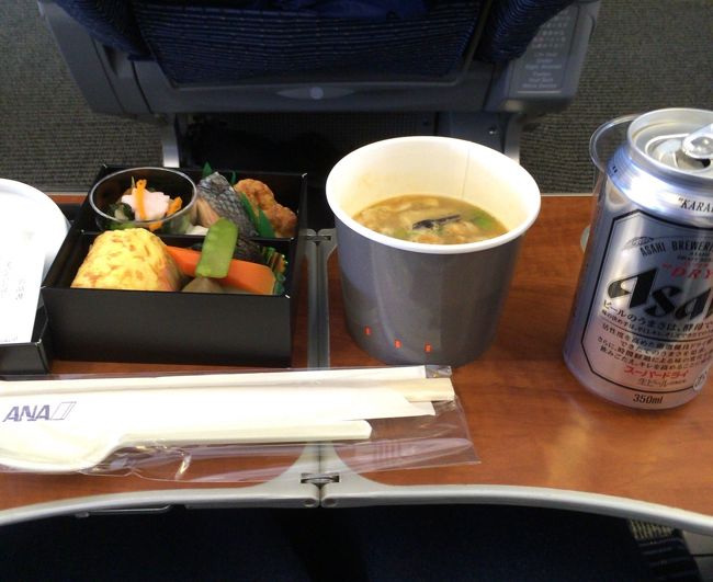 飛行機のドアが閉まってからなかなか出発しません。<br />時間にして20分ぐらい止まっていたと思います。<br /><br />離陸後、安定飛行に入り、朝食がサービスされました。<br />