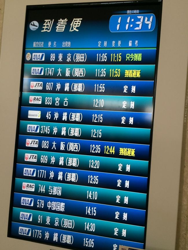 到着ロビーで時間を確認すると、10分遅れでした。（実際、ANAのHPで見ると、23分着陸でしたので、もっと遅れたようです）<br /><br />