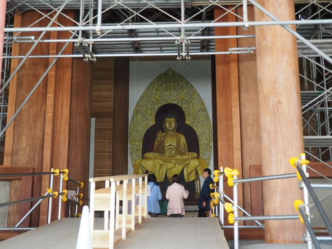 中金堂に少しだけ入ることができます。<br />中は撮影出来ないので、この辺から撮ってくださいと、係の人が。