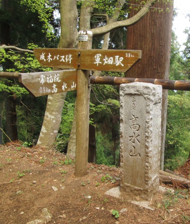 高水山と書かれていますが頂上ではありません。<br /><br />人生ニモ指導票アリ<br />高水山<br />岐路ニ立チテ迷フナ勿レ