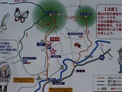 飯山観音の駐車場に車を停めると、飯山白山森林公園の案内図が。
よし、今日は白山から桜山を回って下りてこよう。