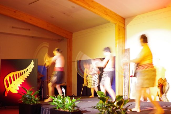 夜はホテルでハンギ料理とマオリ族ショーを楽しみました