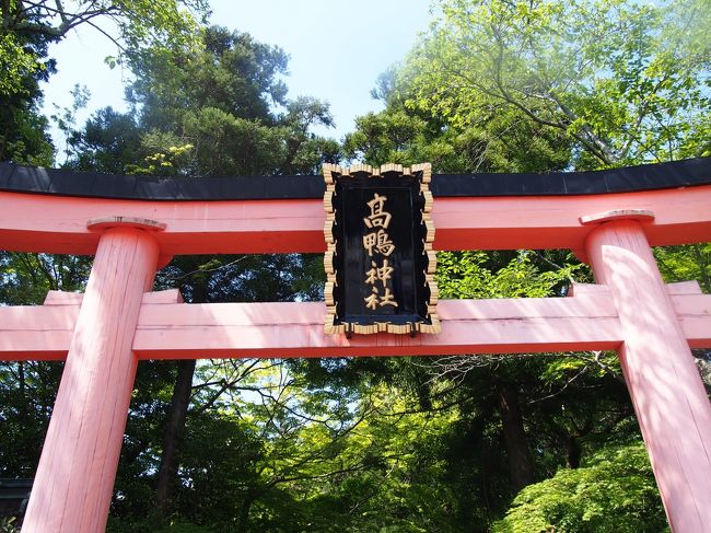 下山してから15分ほど歩いたでしょうか。<br />暑さで体力は限界です・・・<br /><br /><br />やっとこさ辿り着いたのは高鴨神社。<br /><br />