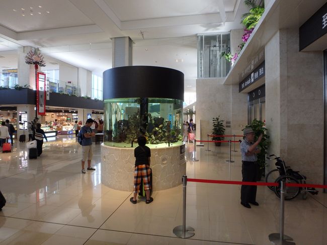 荷物を受け取り出るとすぐの景色<br />水槽がわくわくさせる〜