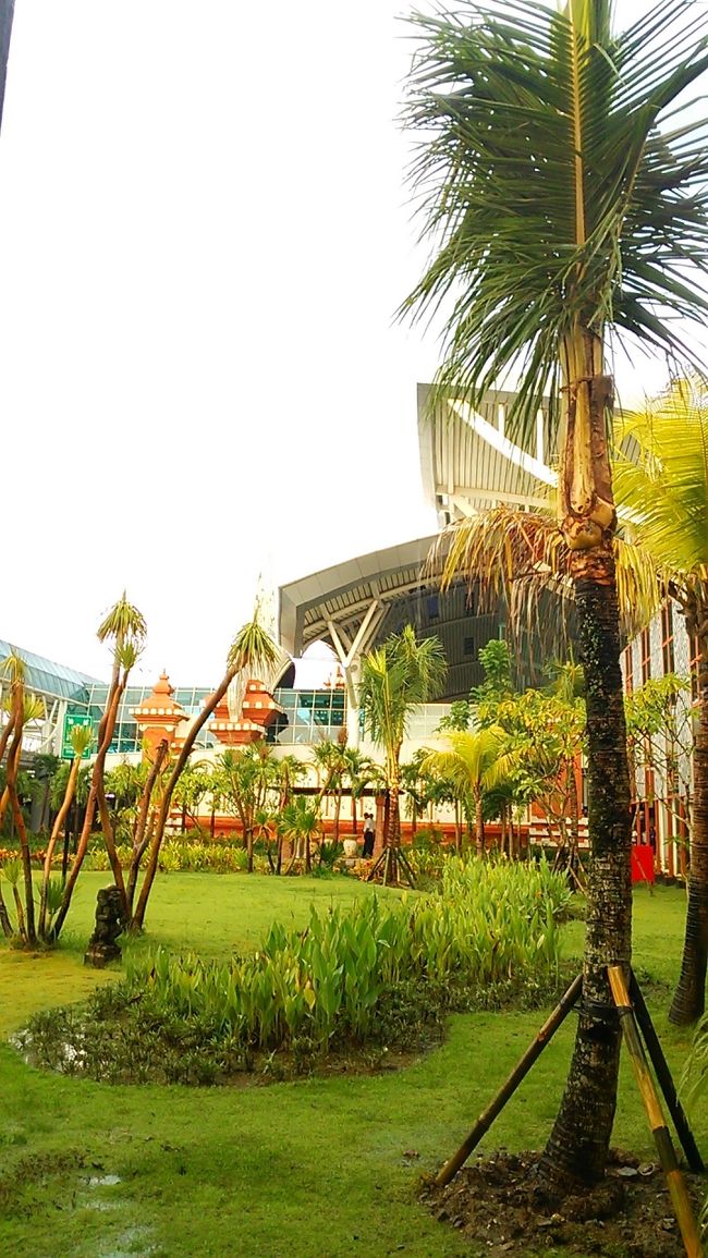 デンパサール空港に到着，外は雨上がりのモヤッとした空気。でも心はスカッと爽快な気分でした。