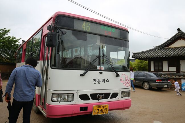 予定より早く16時30分河回村バス停発の46番バスで安東駅へかえります。