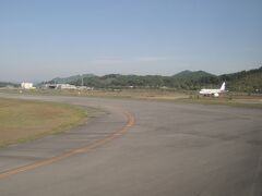広島空港に着きました。
写真：着陸事故を起こしたアシアナ航空機体