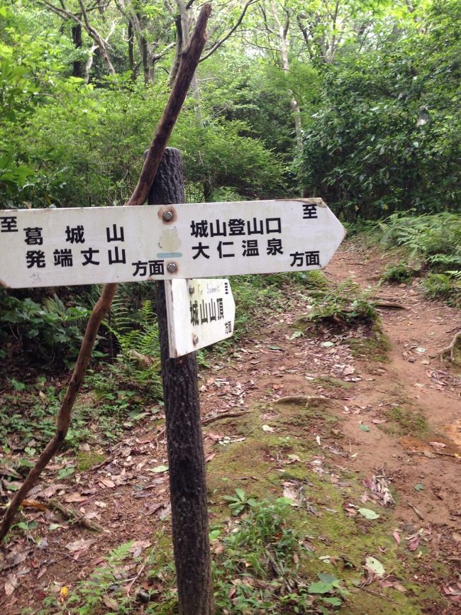 30分程登り続けると、葛城山への分岐点に出ます。<br />ひとまず、真っ直ぐ城山山頂を目指します。