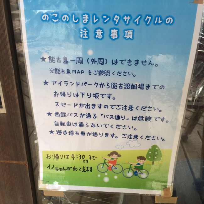 レンタサイクルで島内観光する予定でしたが・・・。