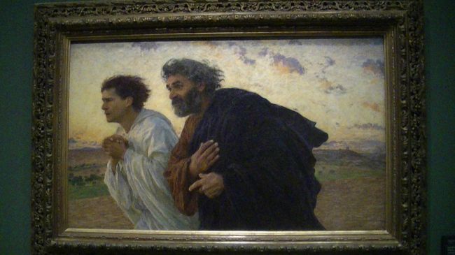 Eugene Burnand<br /><br />Pierre et Jean・・・・<br /><br />ウジェーヌ・ビュルナン<br />1850--1921<br /><br />復活の朝、墓へと走る使徒<br />ペトロとヨハネ・1898・