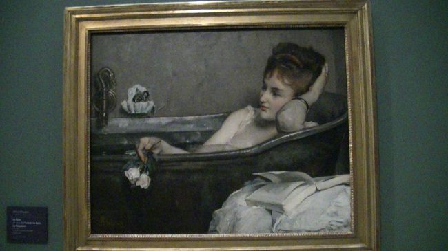Alfred Gtevens<br />1823--1906・<br /><br />Le Bain・<br />La Femme av bain<br /><br />アルフレッド・スティーブンス・<br />フランスとベルギーの絵画史では<br />巨匠の一人だそうです。<br />19世紀後半フランスで頂点を<br />極めた画家の一人・<br />知りませんでした・・・<br /><br />検索しますと素敵な女性像を描いて<br />いるんですね。。<br /><br />また、どこかでお目に掛かりたい<br />画家です・・