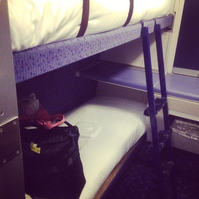 私は下のベッドだったので、荷物を拡げてみたり、