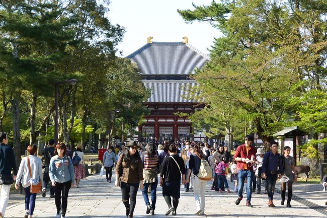 東大寺南大門から見た中門。