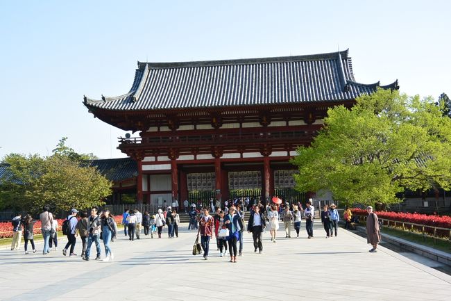 東大寺大仏殿から見た中門。