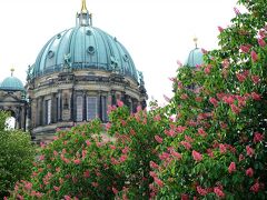 花に囲まれたベルリン大聖堂。