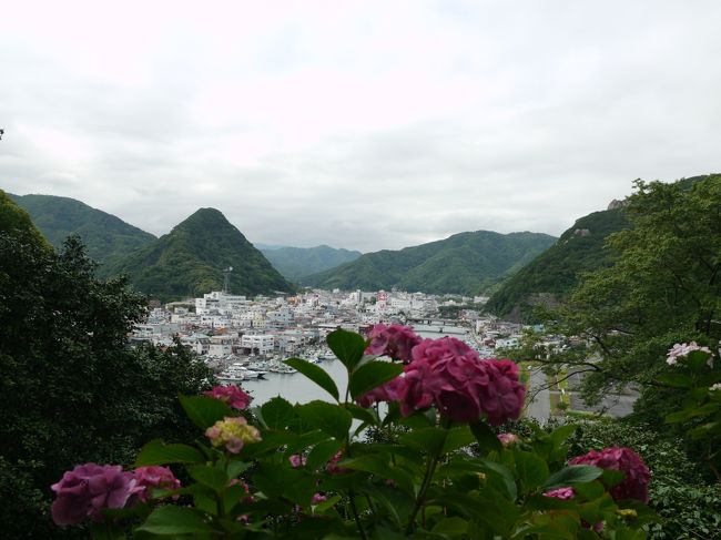 下田港と街を見下ろしながら。