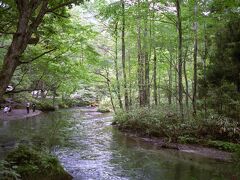 十和田から奥入瀬の渓流を通ります。車をとめられるところは限られていますが。石ヶ戸の瀬です。流れがゆるやか。