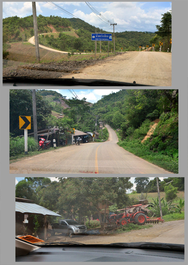 ナーンはタイの中でも１・２を争うほどの田舎のはず、こんな山の中、いや山の上でもトラクターと車を持っている家が有るけど、トーモロコシって儲かるの、道から見えない向こう側には、大きな声では言えない、葉っぱがバーツ紙幣の植物が・・・考え過ぎですね。