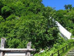 この後オシンコシンの滝を見物。
334号線からも見える滝。

荒々しい滝で、階段を登っている途中から、滝の飛沫を浴び始める。