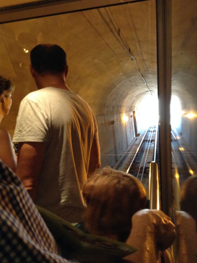 行きに急な階段を下りたので、帰りは絶対ケーブルカーに乗ろうと思っていました。<br />そういう人が多いようで、車内は満員。<br /><br />この写真もやっと写しました。