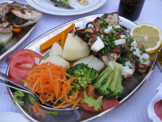 内陸で魚料理もどうかと思ったがやっぱり魚を選ぶ。<br />いか焼きとたっぷりの野菜。