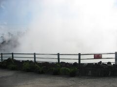 別府の地獄めぐりで旅行スタート♪
こちら、鬼山地獄です。
蒸気がすごくで地獄には近づけません。
