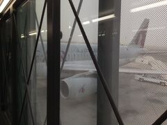 約１２時間のトランジットを終え(他社特典利用につきトランジットホテルのサービスが受けられず)ＱＲ４９２便でイランのマシュハドに向け出発。

今回は沖止めではなくボーディングブリッジからの搭乗。