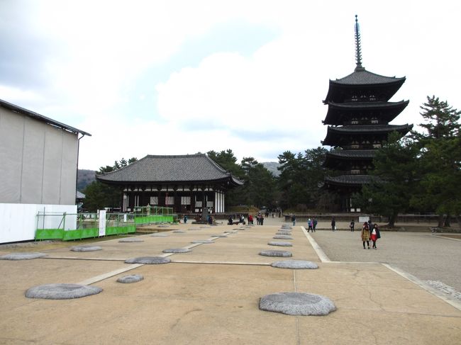 　五重の塔と東金堂を眺める