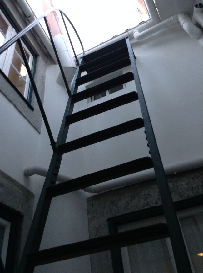 梯子があって、屋根に上れる様です。<br />上って良いのか分かりませんでしたが、もしも梯子から落ちたら<br />１階まで真っ逆さまです。