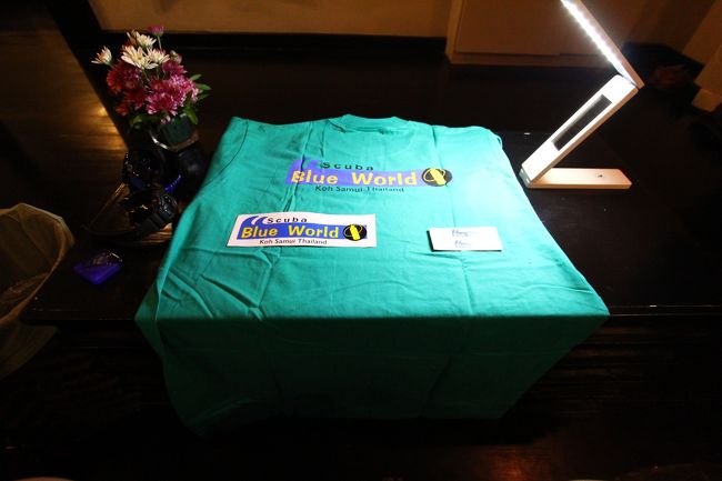 プレゼントでもらった<br />Tシャツとステッカー<br />