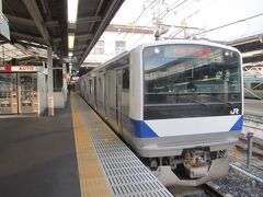 上野で乗り換え。上野駅始発水戸行き。