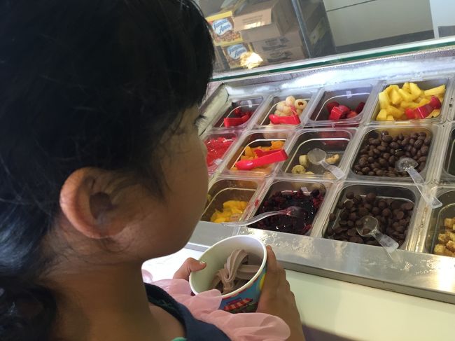 去年行ったヨーグルトランドをリクエストされて。私は味見でおなか一杯。子供はやはりチョコ味にトッピング。<br /><br />お店の人は身振り手振りでこどもに親切にしてくれました。