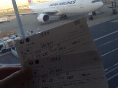 6:20発のJALで出発。早い。