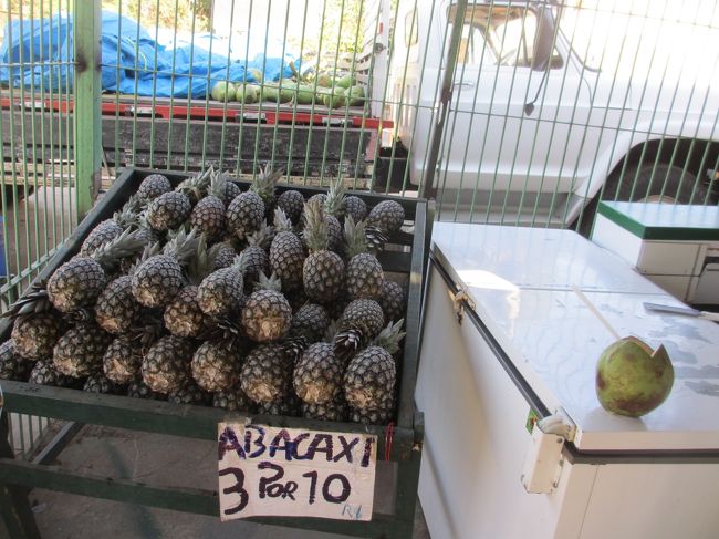 ココナツウォーターを飲みたくなって立ち寄った<br />　ココナツ１個４へアイス＝約１４０円<br />　　物凄く沢山ウォーターが入っててお腹一杯になってしもた<br /><br />アバカシー（パイナップル）３個１０へアイス＝３５０円<br />　日本と比較して、この差はナニ