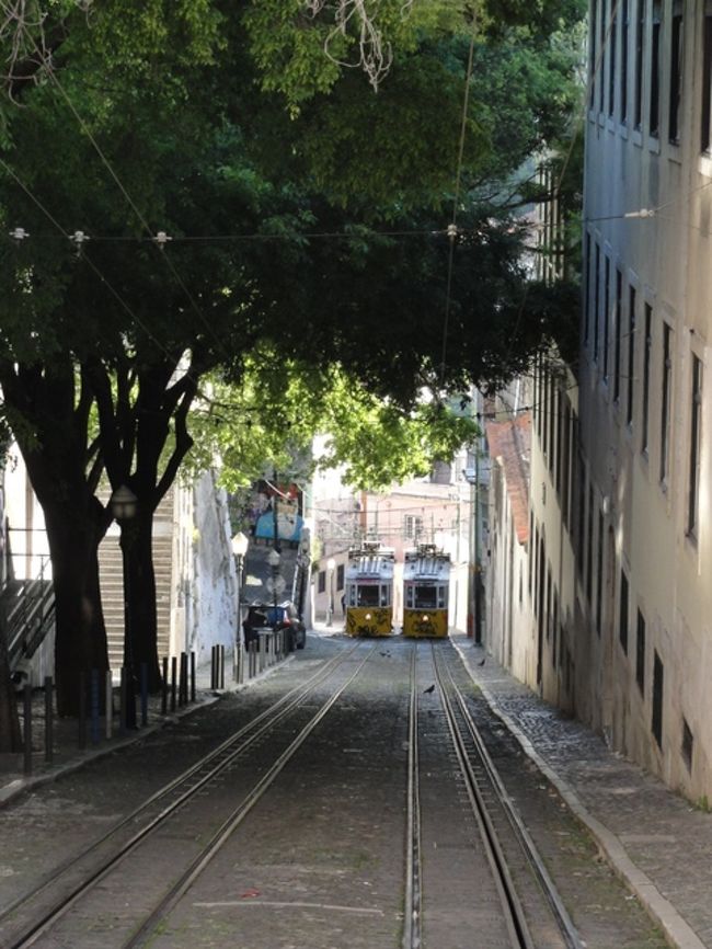 ふらふらと歩いていたら、急な坂道に停車中のケーブルカーを発見。